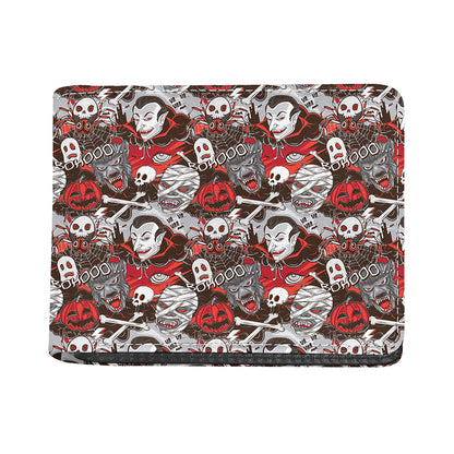 Halloween Monsters Pattern Print Bifold Wallet