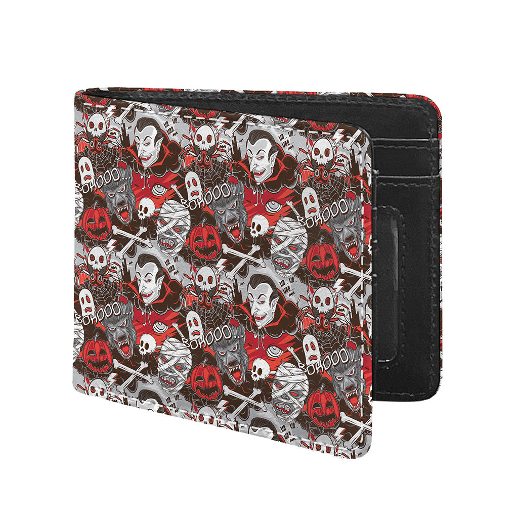 Halloween Monsters Pattern Print Bifold Wallet