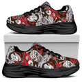 Halloween Monsters Pattern Print Black Chunky Shoes