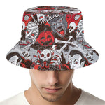 Halloween Monsters Pattern Print Bucket Hat