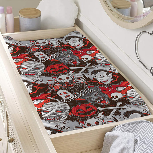 Halloween Monsters Pattern Print Changing Pad Cover