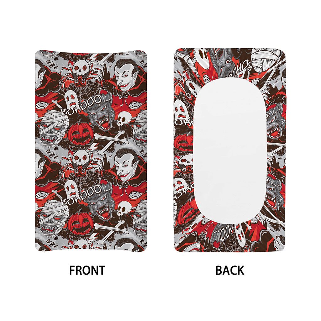 Halloween Monsters Pattern Print Changing Pad Cover