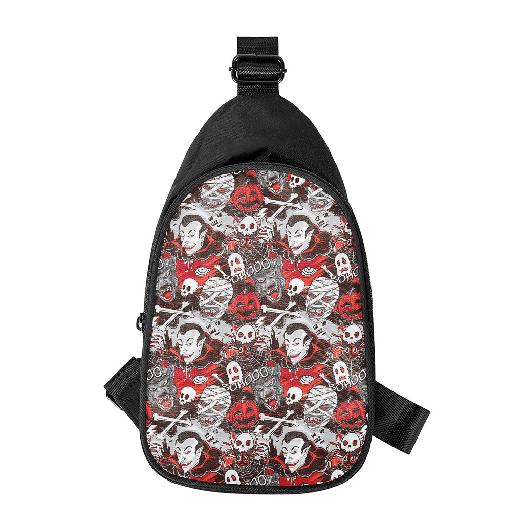 Halloween Monsters Pattern Print Chest Bag