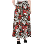 Halloween Monsters Pattern Print Chiffon Maxi Skirt