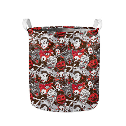 Halloween Monsters Pattern Print Collapsible Laundry Basket