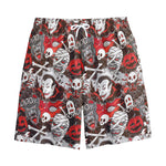 Halloween Monsters Pattern Print Cotton Shorts