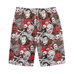 Halloween Monsters Pattern Print Cotton Shorts