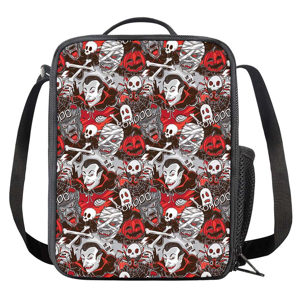 Halloween Monsters Pattern Print Crossbody Lunch Bag