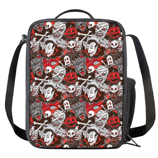 Halloween Monsters Pattern Print Crossbody Lunch Bag