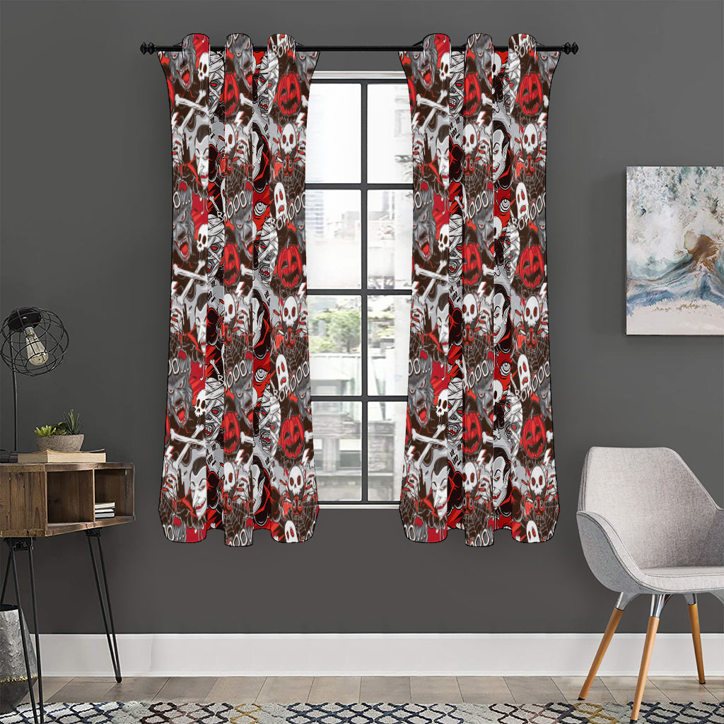 Halloween Monsters Pattern Print Curtain