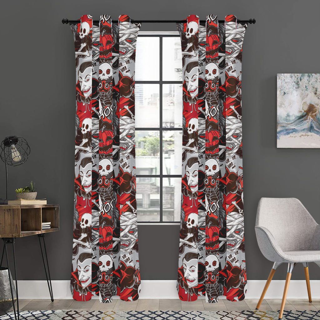 Halloween Monsters Pattern Print Curtain