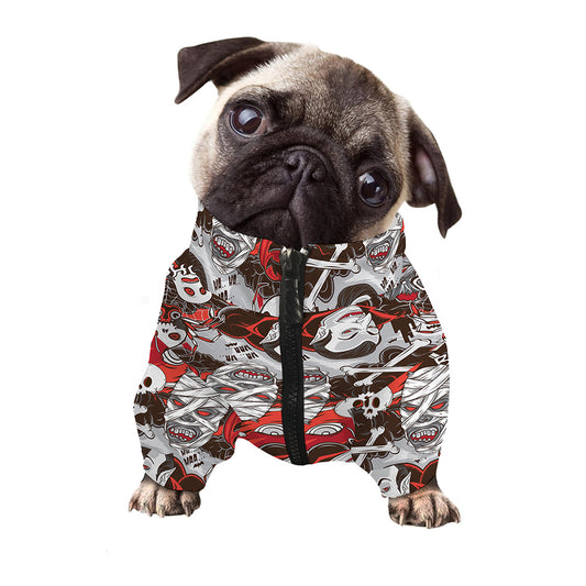 Halloween Monsters Pattern Print Dog Zip Up Jacket