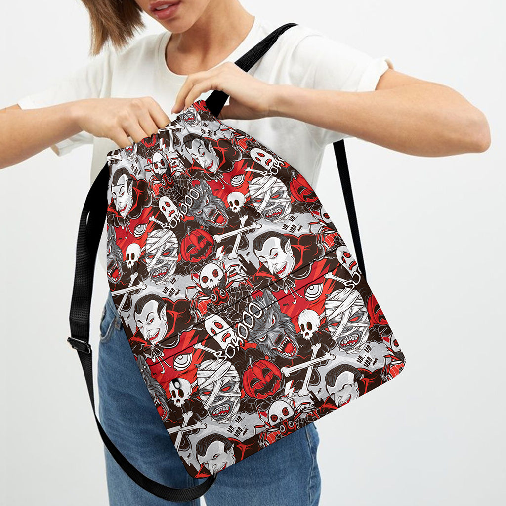 Halloween Monsters Pattern Print Drawstring Backpack