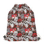 Halloween Monsters Pattern Print Drawstring Bag