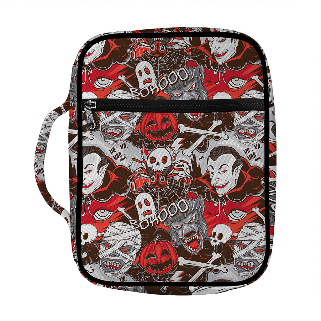 Halloween Monsters Pattern Print Front Pocket Bible Bag
