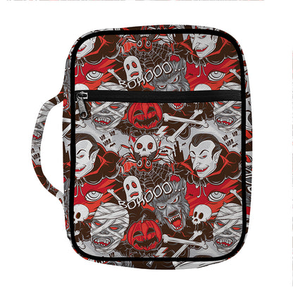 Halloween Monsters Pattern Print Front Pocket Bible Bag