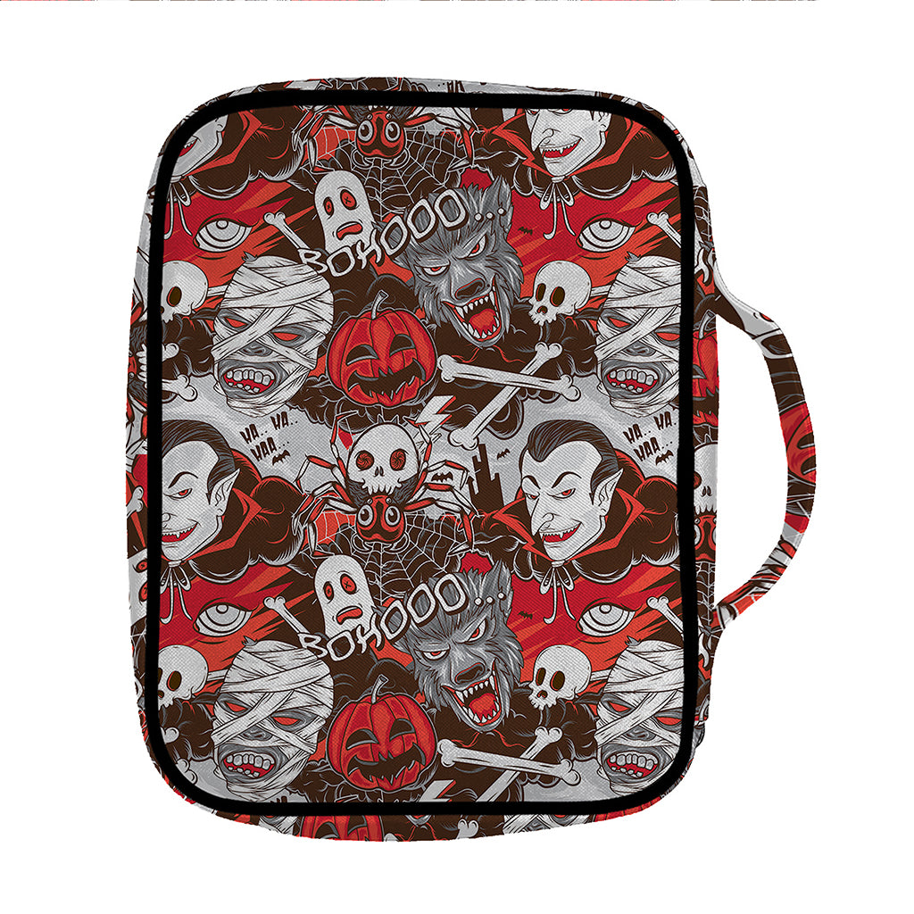 Halloween Monsters Pattern Print Front Pocket Bible Bag