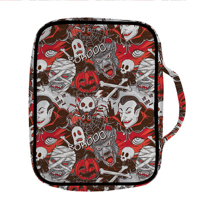 Halloween Monsters Pattern Print Front Pocket Bible Bag