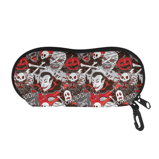 Halloween Monsters Pattern Print Glasses Case