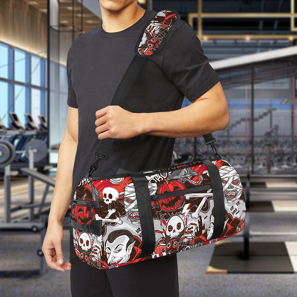 Halloween Monsters Pattern Print Gym Bag