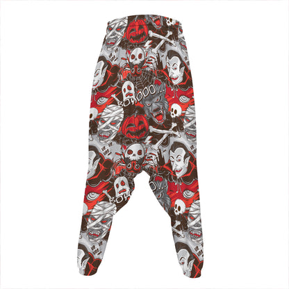 Halloween Monsters Pattern Print Hammer Pants