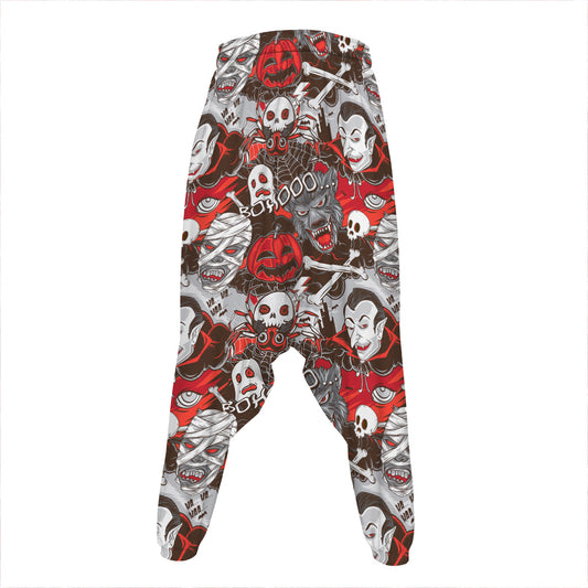 Halloween Monsters Pattern Print Hammer Pants