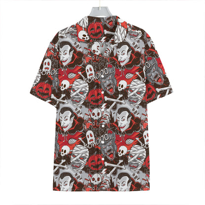Halloween Monsters Pattern Print Hawaiian Shirt
