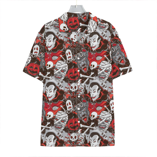 Halloween Monsters Pattern Print Hawaiian Shirt