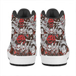 Halloween Monsters Pattern Print High Top Leather Sneakers
