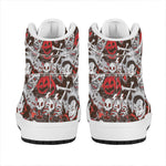 Halloween Monsters Pattern Print High Top Leather Sneakers