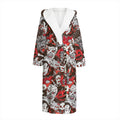 Halloween Monsters Pattern Print Hooded Bathrobe