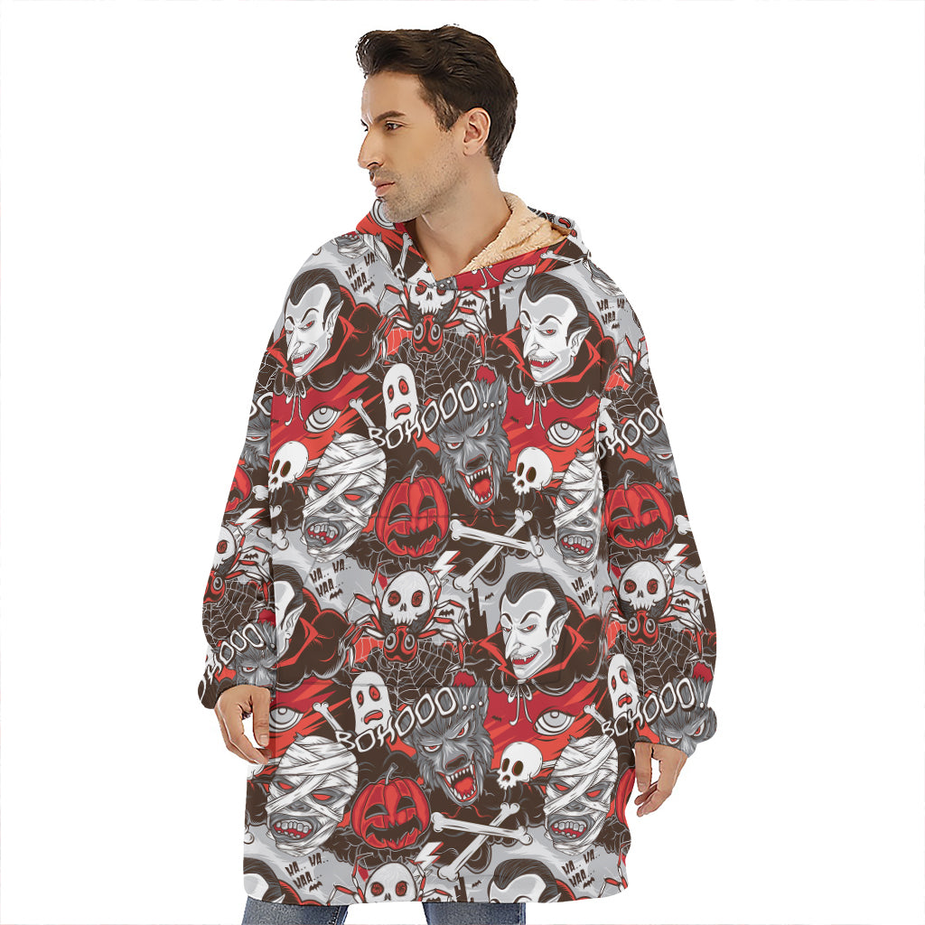 Halloween Monsters Pattern Print Hoodie Blanket