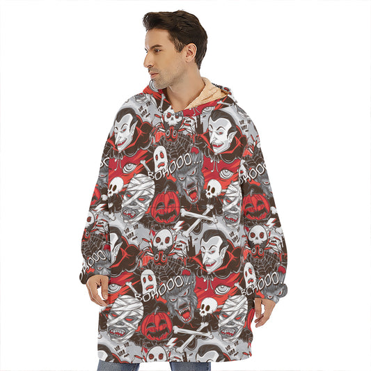 Halloween Monsters Pattern Print Hoodie Blanket