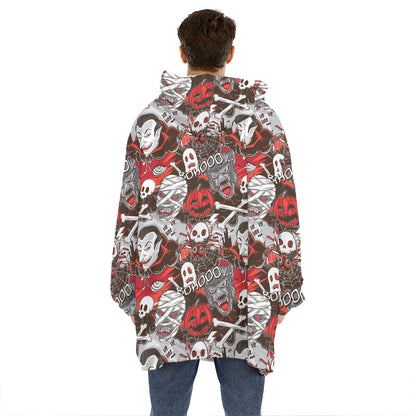Halloween Monsters Pattern Print Hoodie Blanket