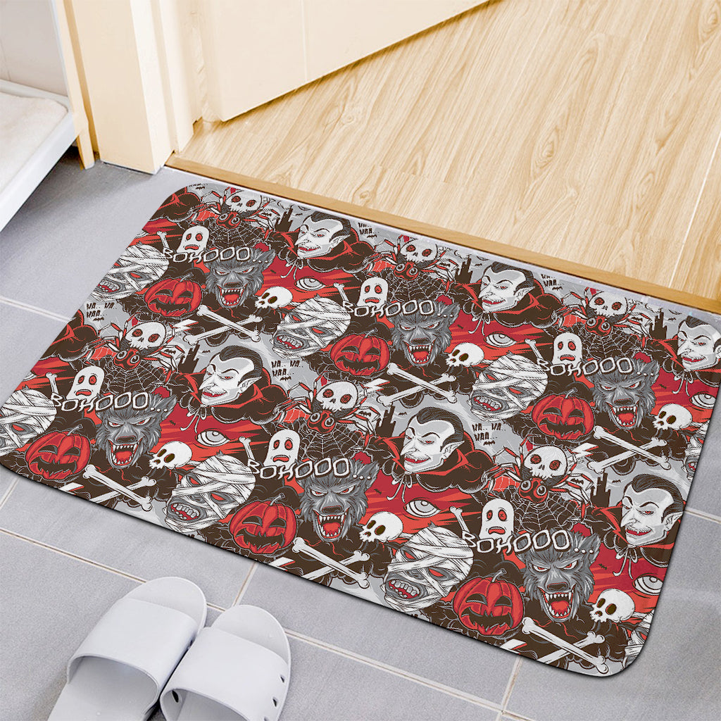 Halloween Monsters Pattern Print Indoor Door Mat
