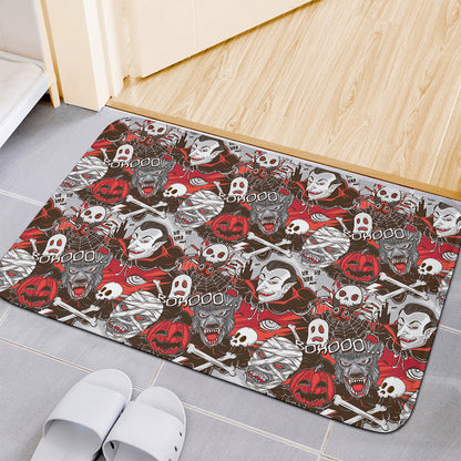 Halloween Monsters Pattern Print Indoor Door Mat