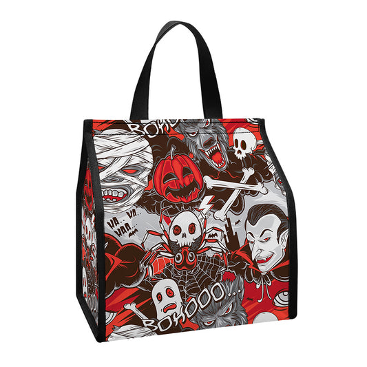 Halloween Monsters Pattern Print Insulated Lunch Tote