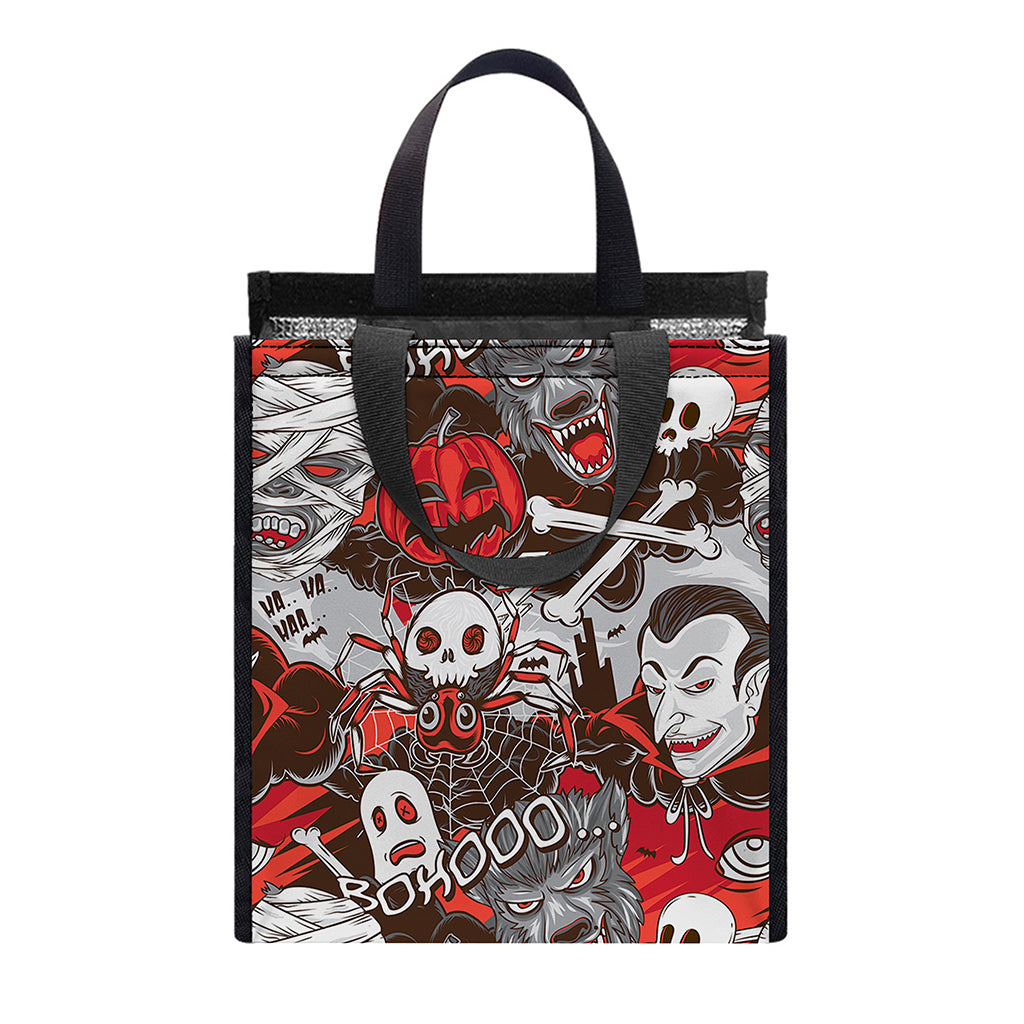 Halloween Monsters Pattern Print Insulated Lunch Tote