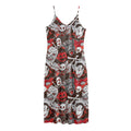 Halloween Monsters Pattern Print Jersey Midi Cami Dress