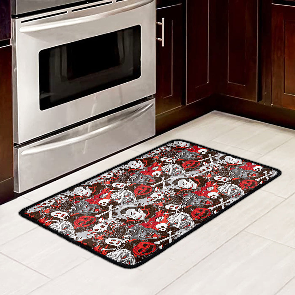 Halloween Monsters Pattern Print Kitchen Mat
