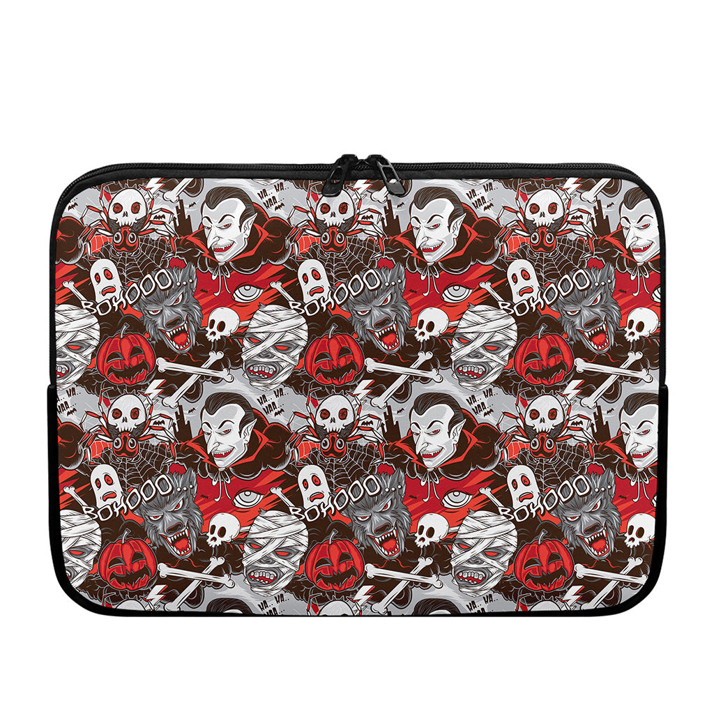 Halloween Monsters Pattern Print Laptop Sleeve