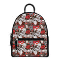 Halloween Monsters Pattern Print Leather Backpack