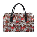 Halloween Monsters Pattern Print Leather Duffel Bag
