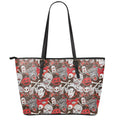 Halloween Monsters Pattern Print Leather Tote Bag With Zipper