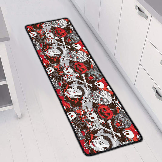 Halloween Monsters Pattern Print Long Kitchen Mat