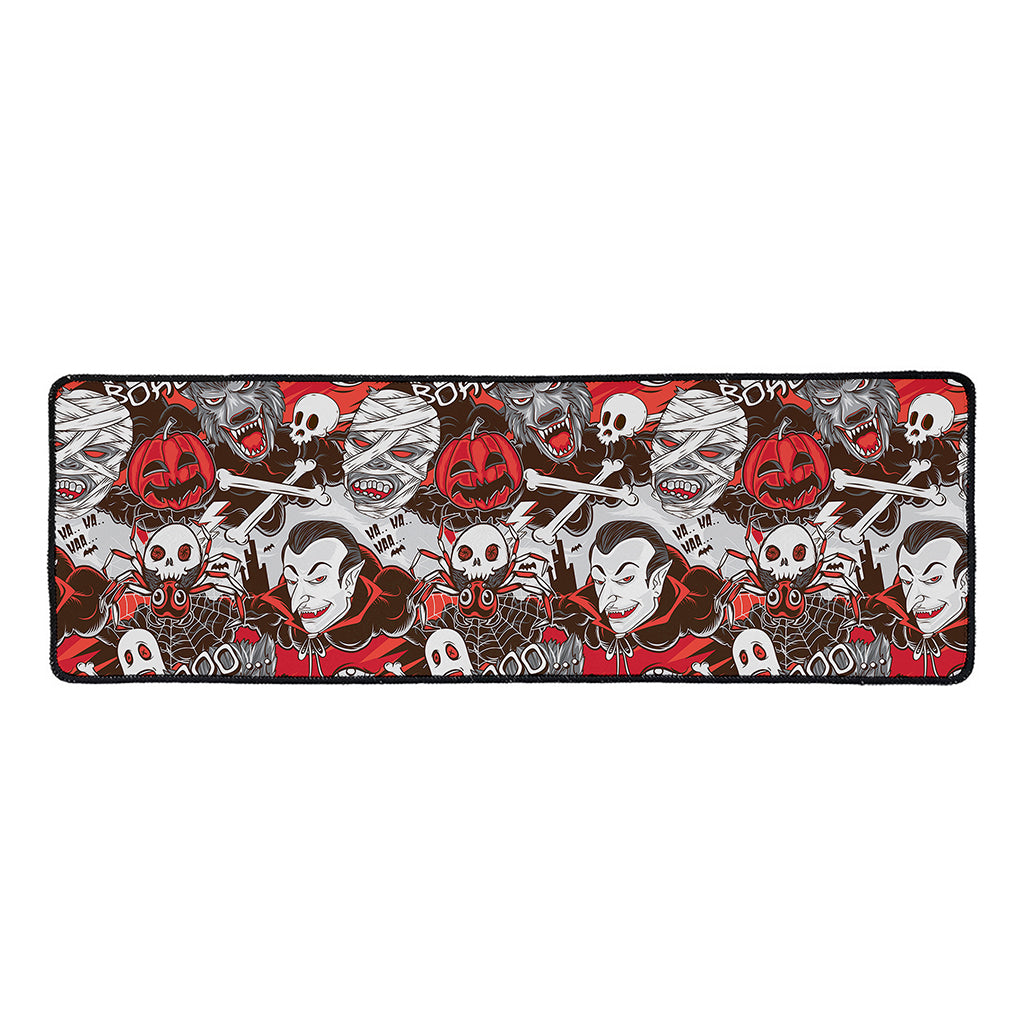 Halloween Monsters Pattern Print Long Kitchen Mat
