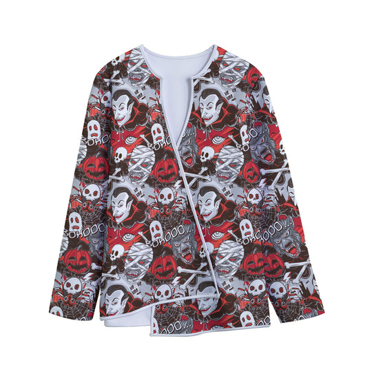 Halloween Monsters Pattern Print Long Sleeve Short Coat