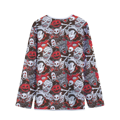 Halloween Monsters Pattern Print Long Sleeve Short Coat