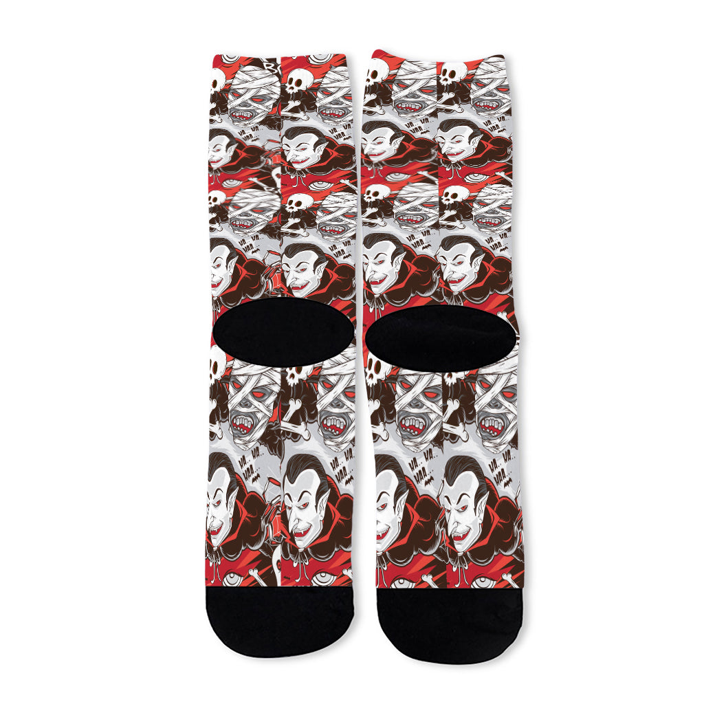 Halloween Monsters Pattern Print Long Socks