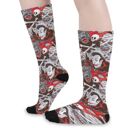 Halloween Monsters Pattern Print Long Socks